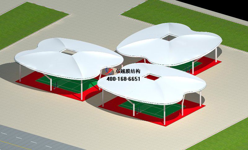  慶陽膜結構籃球場（慶陽東湖公園-籃球場）設計施工安裝案例