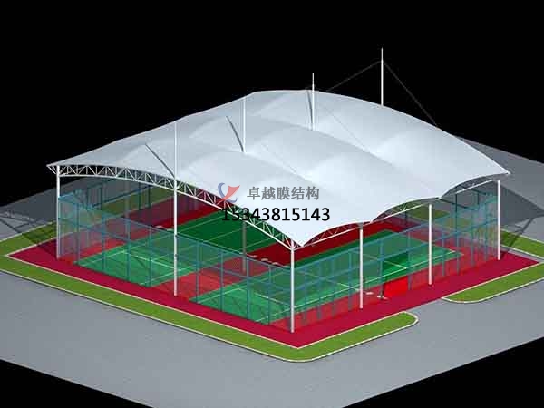 沈陽網(wǎng)球場膜結(jié)構(gòu)頂蓋/籃球場屋頂/門球場雨棚安裝